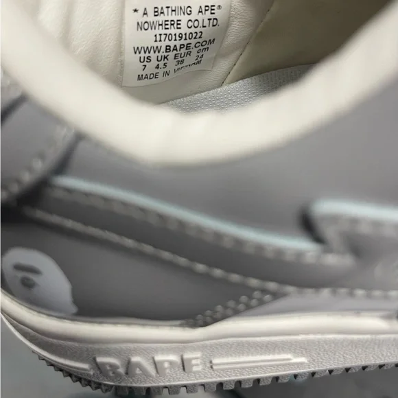 BAPE Sta Low Gray Patent Sneakers – White / Gray – Streetwear Shoes - Picture 5 of 5